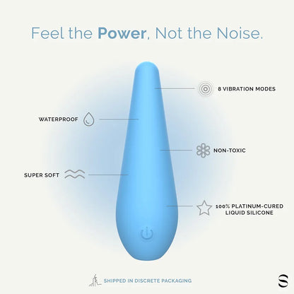SEDUCTIFY Mini Teardrop Bullet Vibrator - 8-Mode Waterproof Clitoral Stimulator, Platinum Silicone