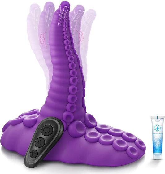 10-Mode Vibrating Fantasy Tentacle Dildo with Suction Cup - Silicone Dragon G-Spot and Anal Stimulator