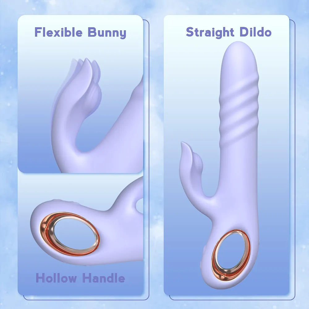 Dual-Action Rabbit Thrusting Vibrator with 10 Vibration and 10 Thrust Modes for G-Spot and Clitoral Stimulation