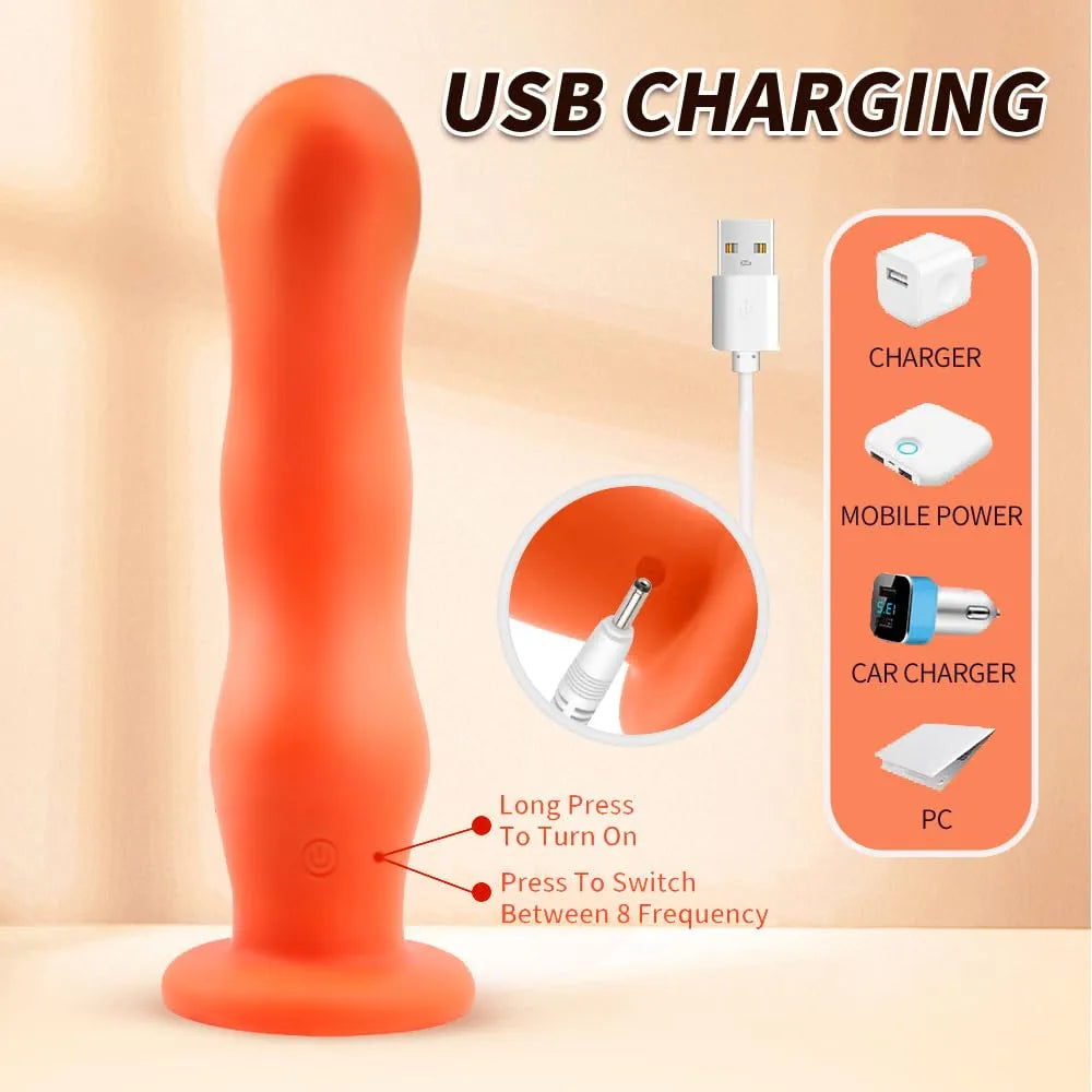 7.2-Inch Realistic Liquid Silicone Vibrating Dildo with Suction Base and 8 Vibration Modes