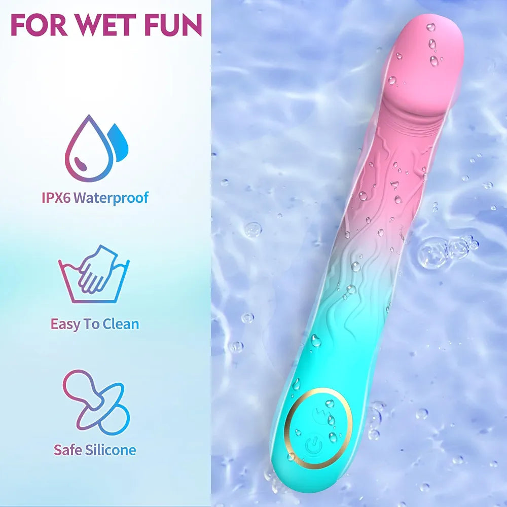 Realistic 8-Inch Silicone Rechargeable Vibrating Dildo with 10 Vibration Modes for G-Spot and Clitoral Stimulation