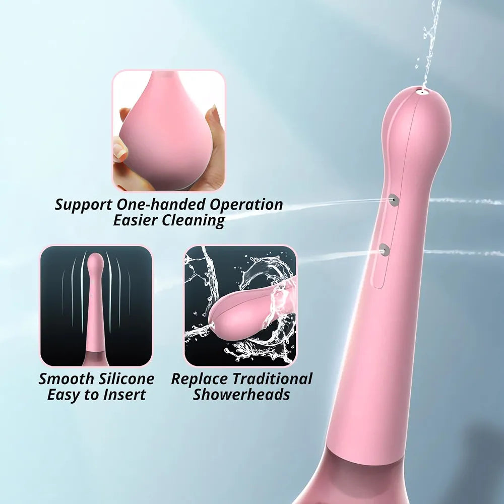 FST Reusable Silicone Enema Bulb Anal Douche with 5-Hole Spray and Anti-Backflow Design
