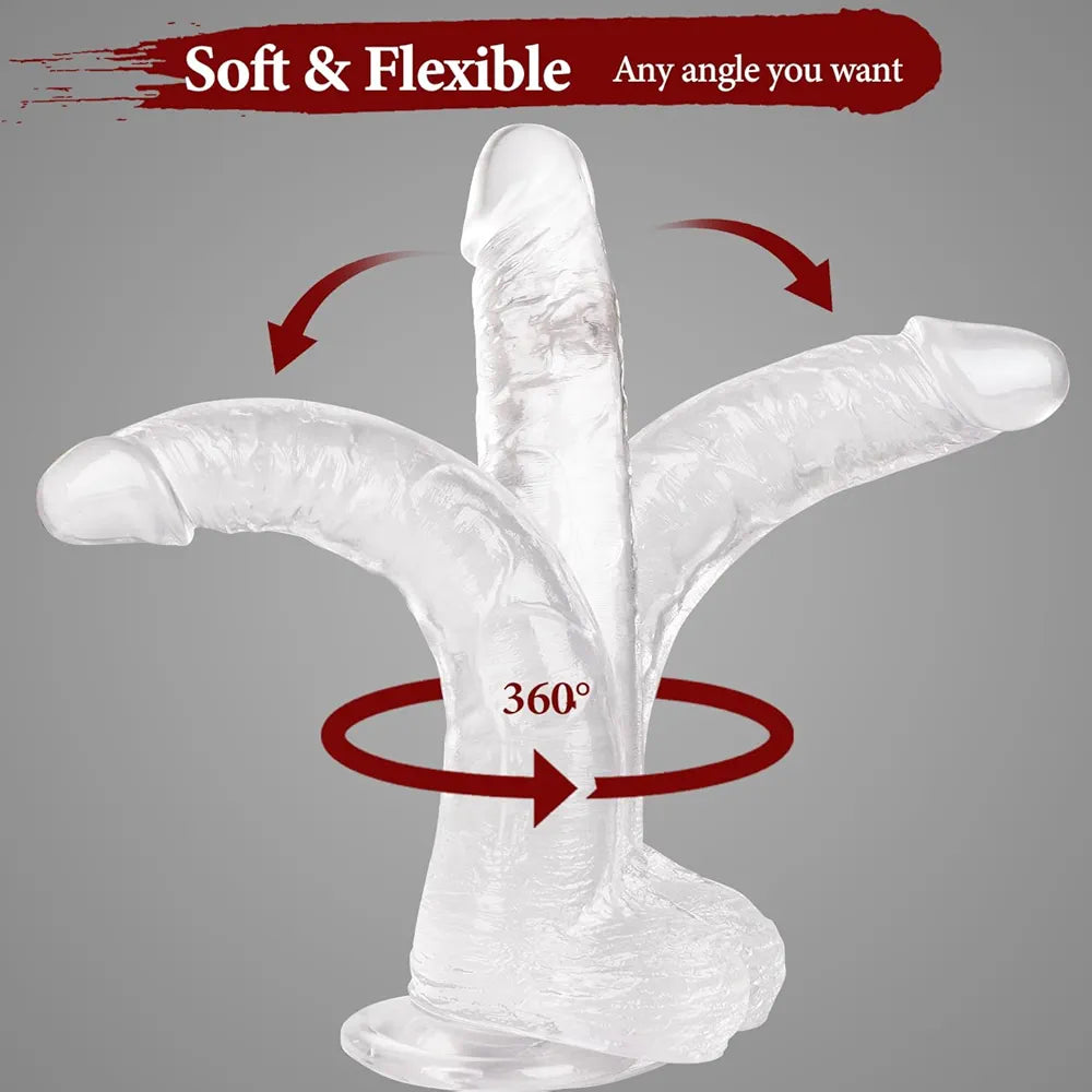 11.61-Inch Realistic Clear Silicone Dildo with Strong Suction Cup for Advanced Users
