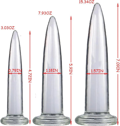 3-Piece Transparent Glass Anal Training and Dilation Set for Beginners