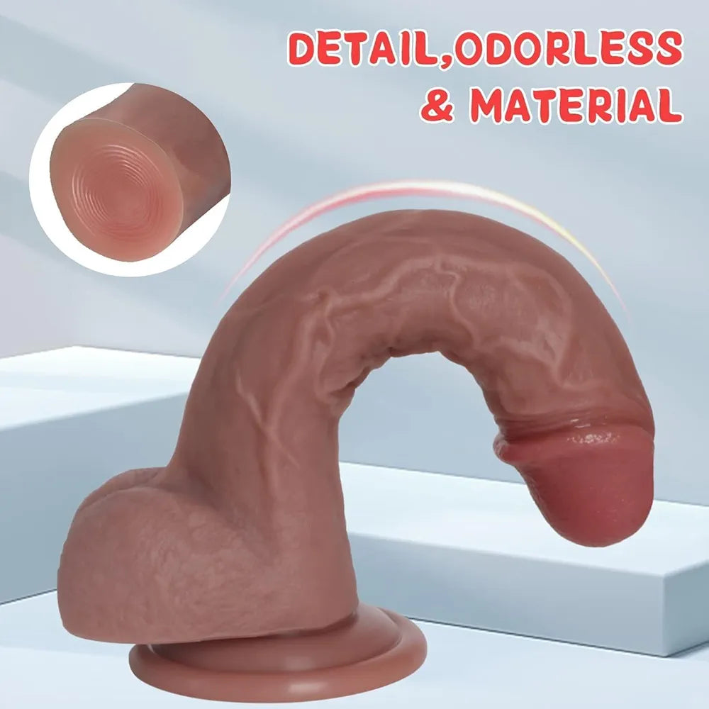 Kstert 7.8-Inch Realistic Liquid Silicone Dildo with Suction Cup, Veiny Texture, and G-Spot Stimulation