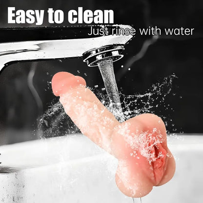 7-Inch Realistic Dual-Texture Masturbator: Penis Sleeve Extender and Pocket Pussy Stroker
