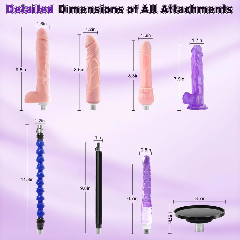 Automatic Thrusting Dildo Machine with Suction Cup and 8 Interchangeable Attachments for Women