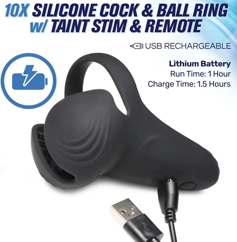 10-Mode Remote Controlled Vibrating Penis and Testicle Stimulator for Men