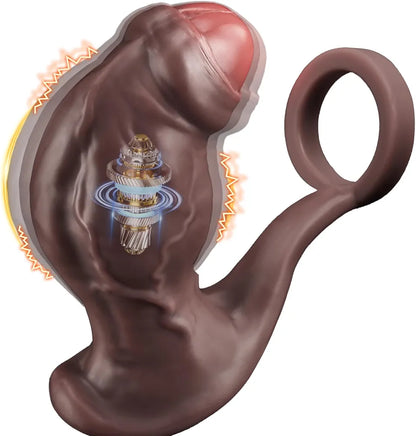 XXL Remote-Controlled Vibrating Prostate Massager and Anal Plug with Silicone Cock Ring
