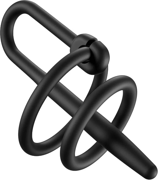 Silicone Urethral Dilator and Penis Plug with Dual Rings for Experienced Users