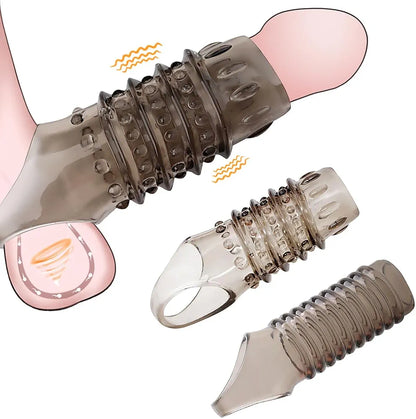 5-Piece Silicone Penis Sleeve and Cock Ring Set for Enhanced Performance and Girth