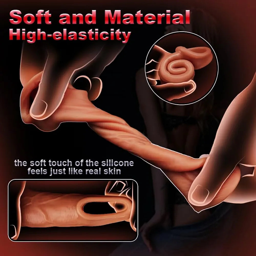 Realistic Silicone Penis Sleeve for Delay, Erection Enhancement, and Girth Expansion