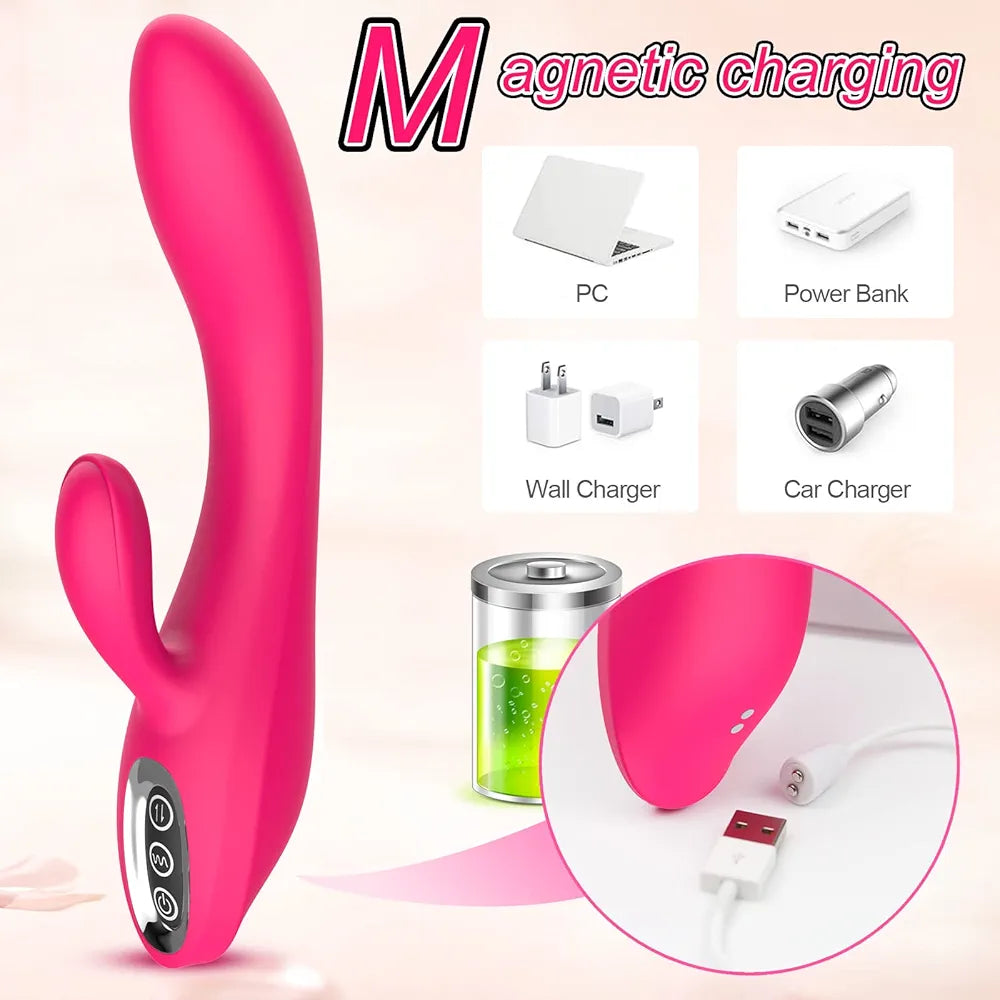 Dual-Stimulation Rabbit Vibrator: 7-Mode G-Spot & Clitoral Massager for Women