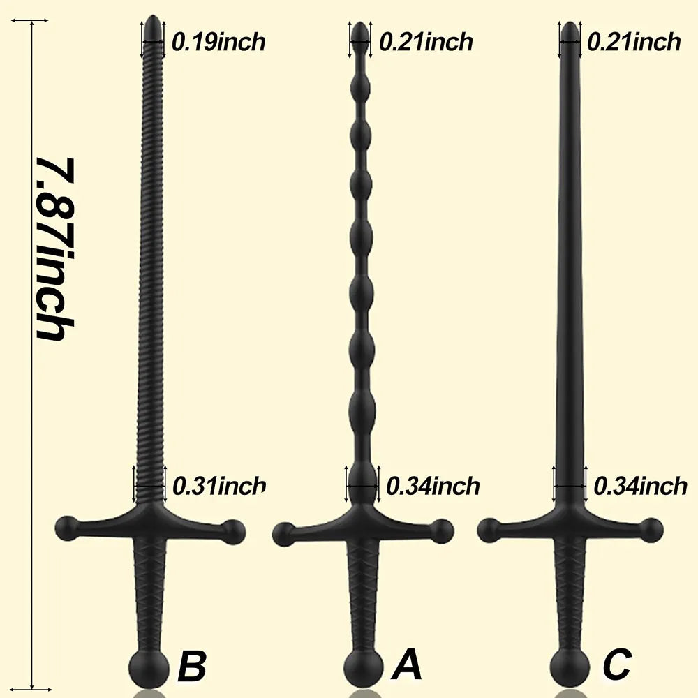3-Piece Silicone Urethral Sounding Set with Textured Penis Plugs and Dilators for Men