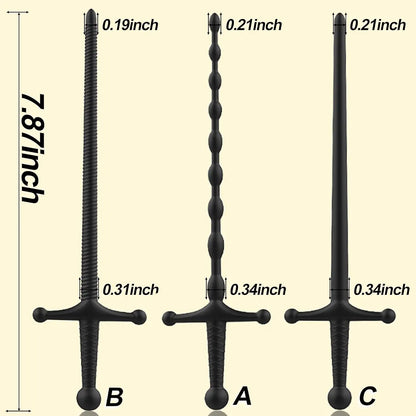 3-Piece Silicone Urethral Sounding Set with Textured Penis Plugs and Dilators for Men