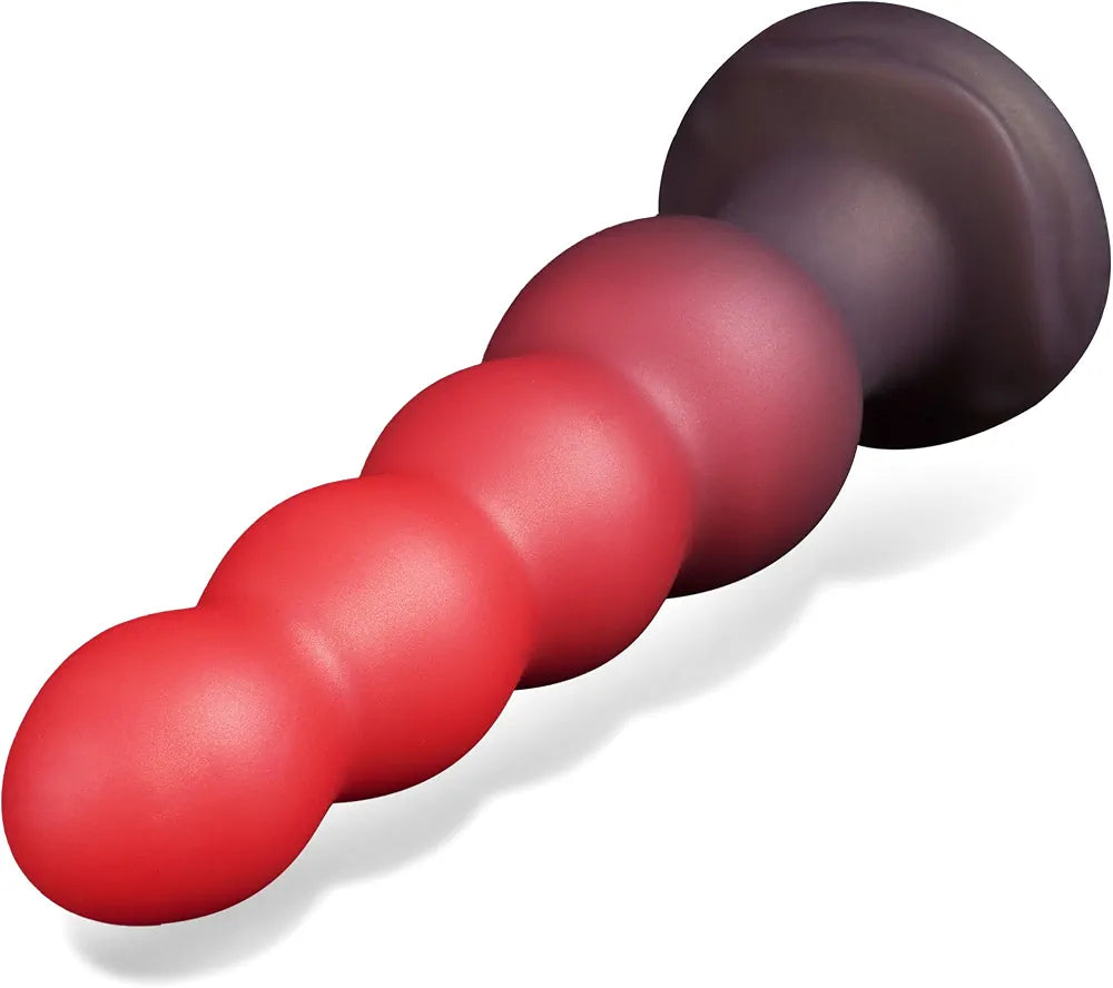 7.5-Inch Ribbed Silicone Anal Trainer with Suction Cup Base