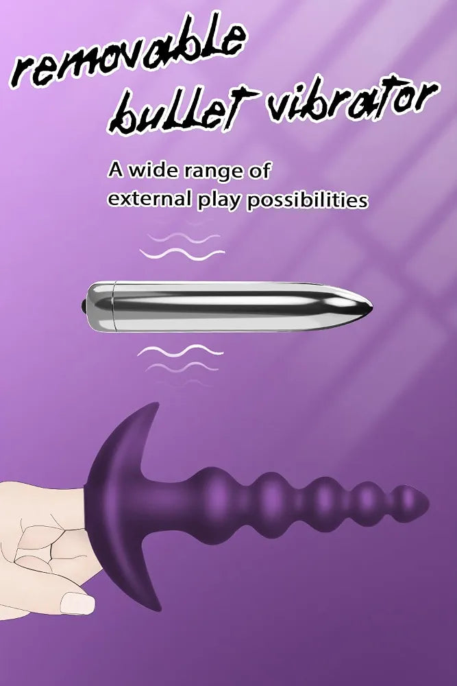 Premium 16-Mode Silicone Vibrating Anal Beads with Graduated Design and Waterproof Bullet