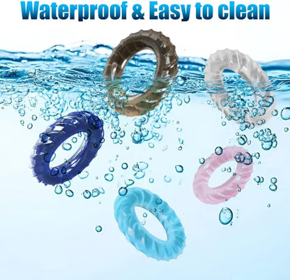 Premium Silicone Penis Enhancement Ring Set - 5 Piece Adjustable Cock and Ball Rings for Men