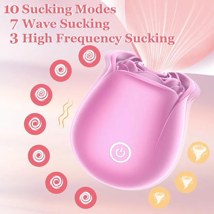 Rose-Shaped Clitoral Suction Vibrator with 10 Vibration Modes for Targeted Stimulation
