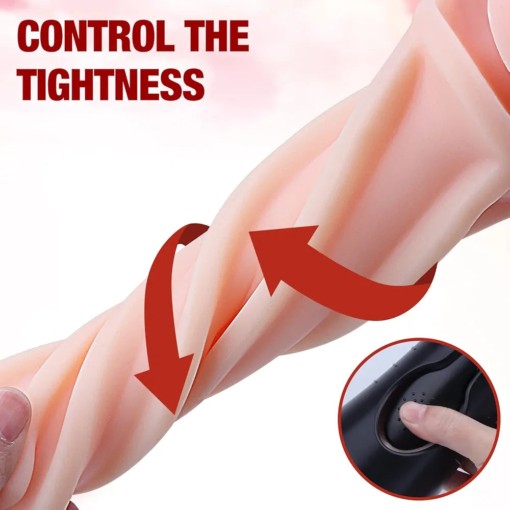 Lifelike 7.5" Textured Vibrating Male Masturbator - Squeezable Pocket Stroker for Men