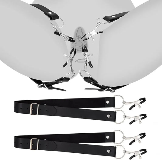 Adjustable Leather Bondage Restraint Kit for Beginners - Non-Piercing Sensory Play Set