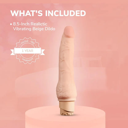 Eden 8.5-Inch Realistic Veined Vibrating Dildo with Flexible Base and Multi-Speed Stimulation