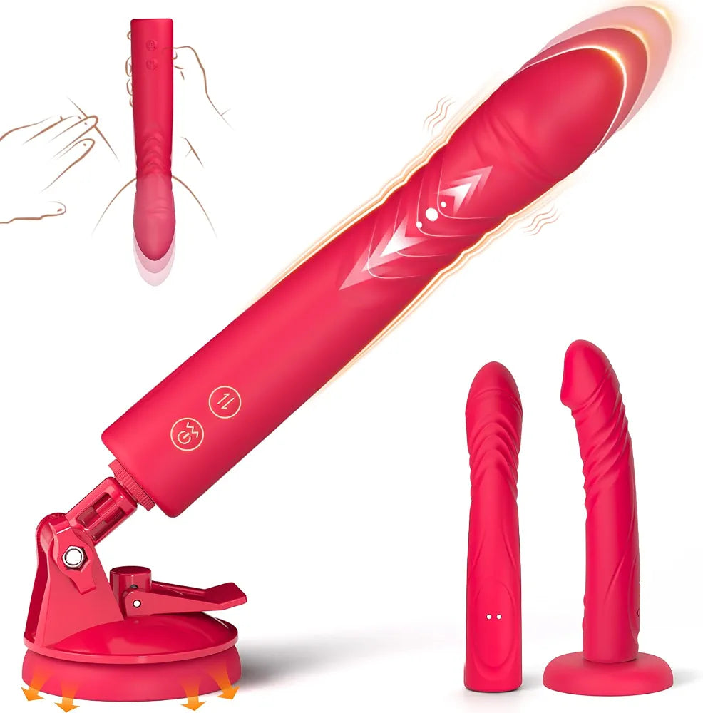 10-Mode Automatic Thrusting Dildo Machine with Detachable Vibrator and Suction Cup Base