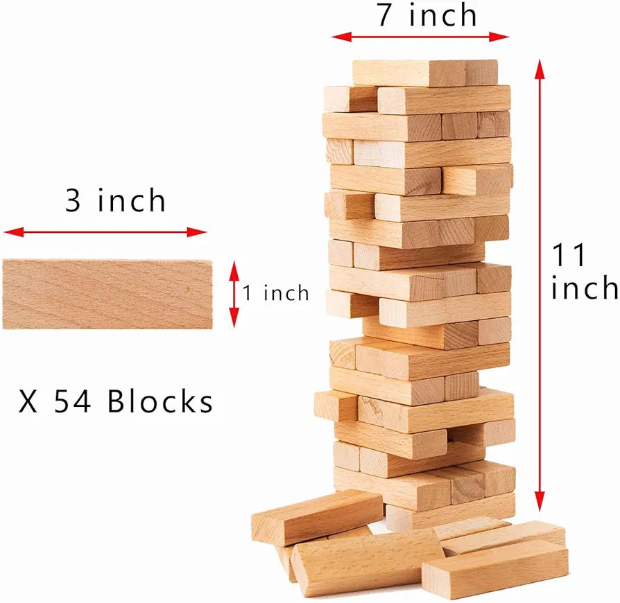 Adult Romantic Stacking Block Game: 54-Piece Flirty Date Night Tumbling Tower