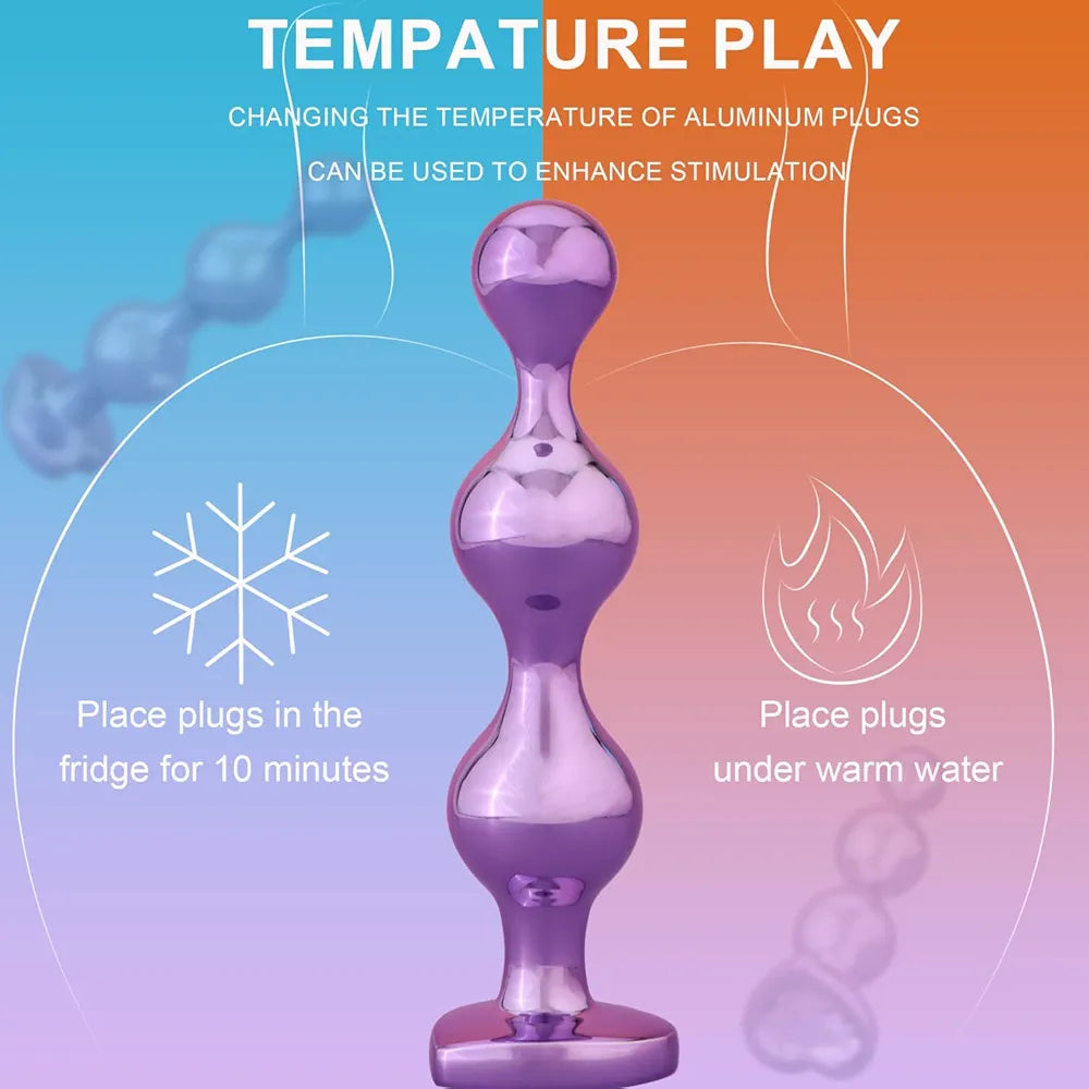 Premium 3-Piece Heart-Base Metal Anal Bead Set for Beginners