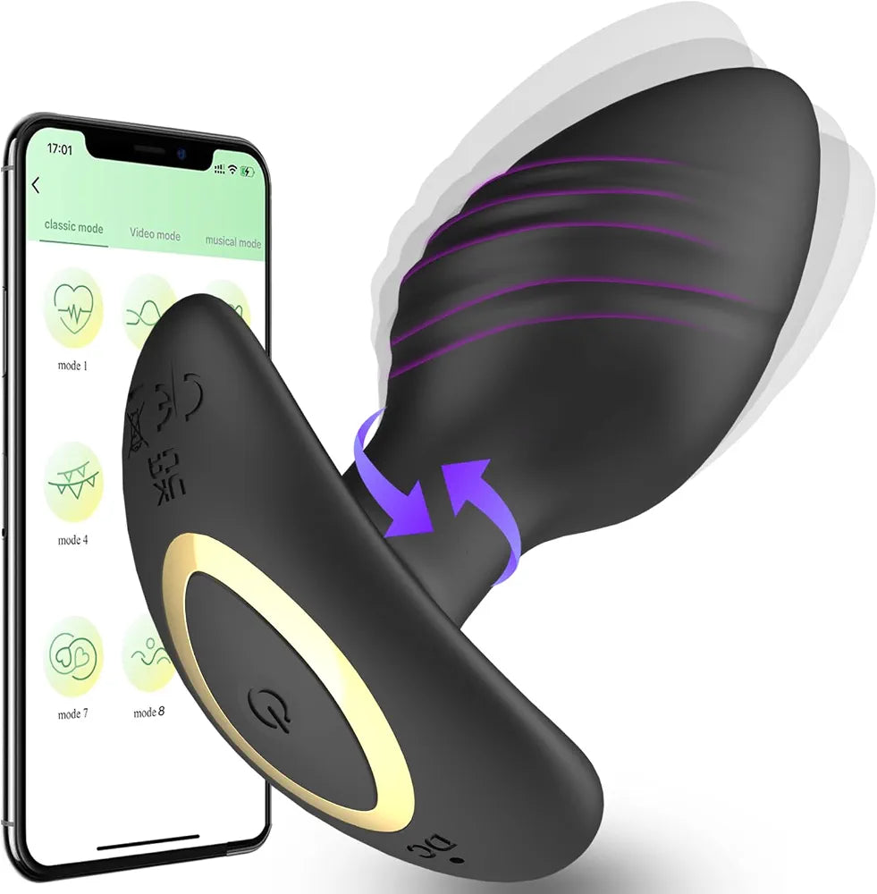 Smart App-Controlled 360-Degree Rotating Prostate Massager and Anal Stimulator