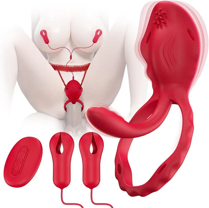 10-Mode Remote Controlled Wearable Vibrating Panty and Nipple Stimulation Set