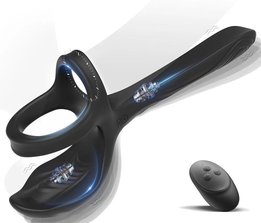 Premium 3-in-1 Couples Vibrating Cock Ring and Anal Stimulator with 10 Modes