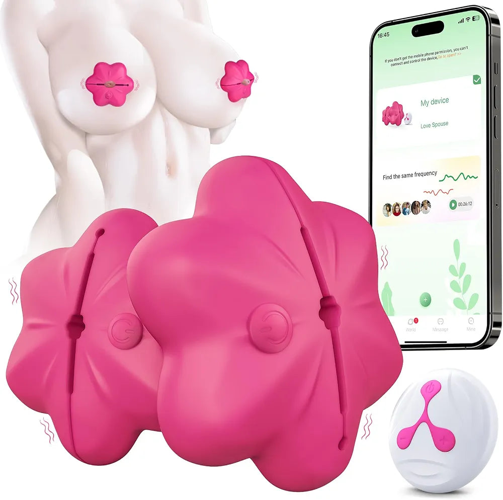 Remote-Controlled Vibrating Nipple Clamps with 10 Modes and Adjustable Tension