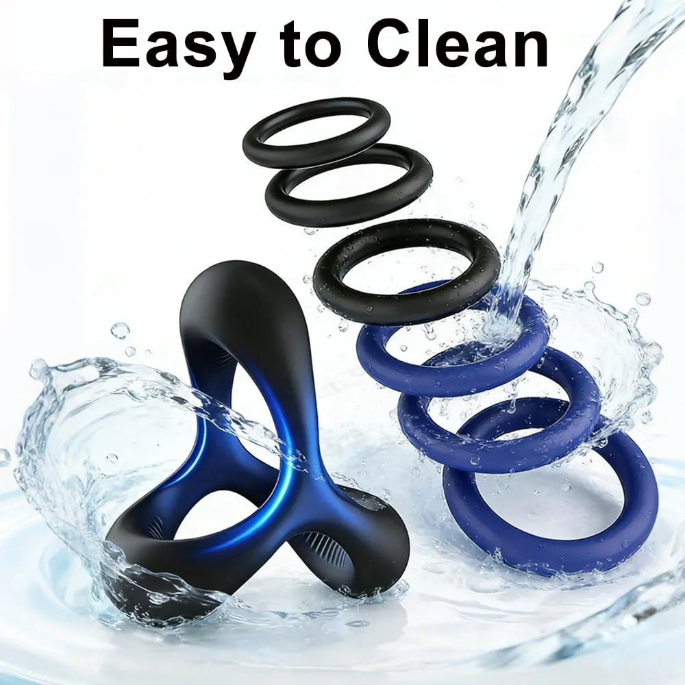 7-Piece Silicone Penis Ring and Sleeve Set for Enhanced Performance and Couples Intimacy