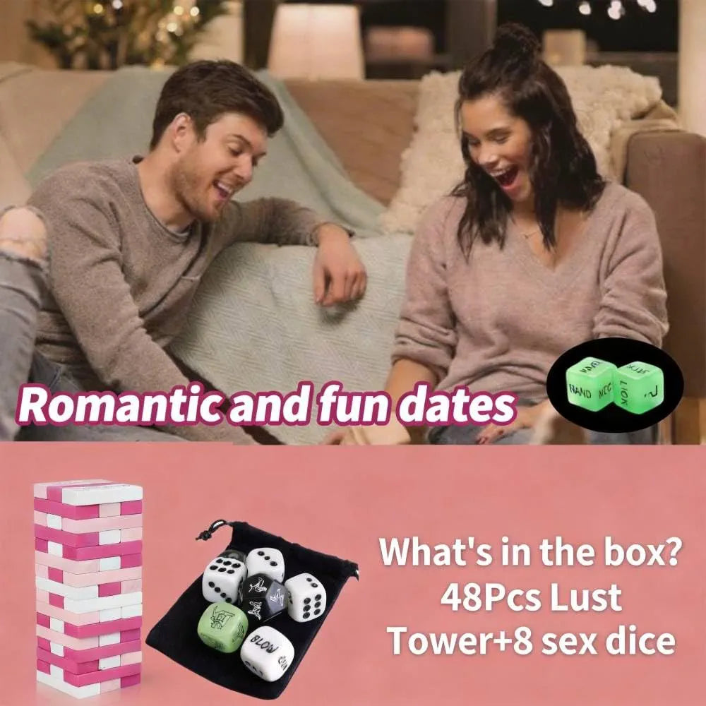 Couples Intimate Stacking Tower and Sex Dice Game Set