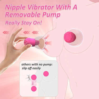 App-Controlled Nipple and Clitoral Suction Vibrator with Hand Pump