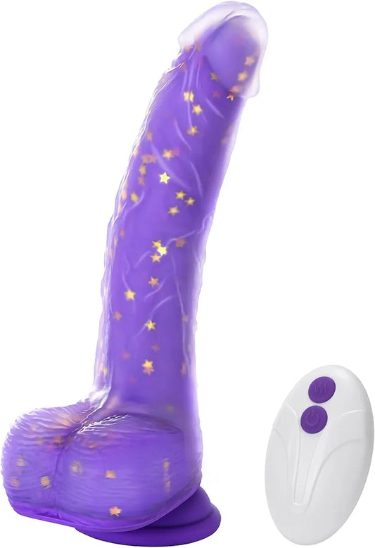 Realistic 9.25-Inch Heated Thrusting G-Spot Vibrator with Remote and Suction Base
