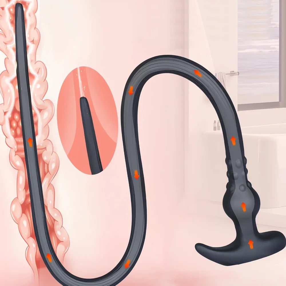 Realistic Flexible Silicone Anal Plug and Enema Douche Kit for Prostate and G-Spot Stimulation