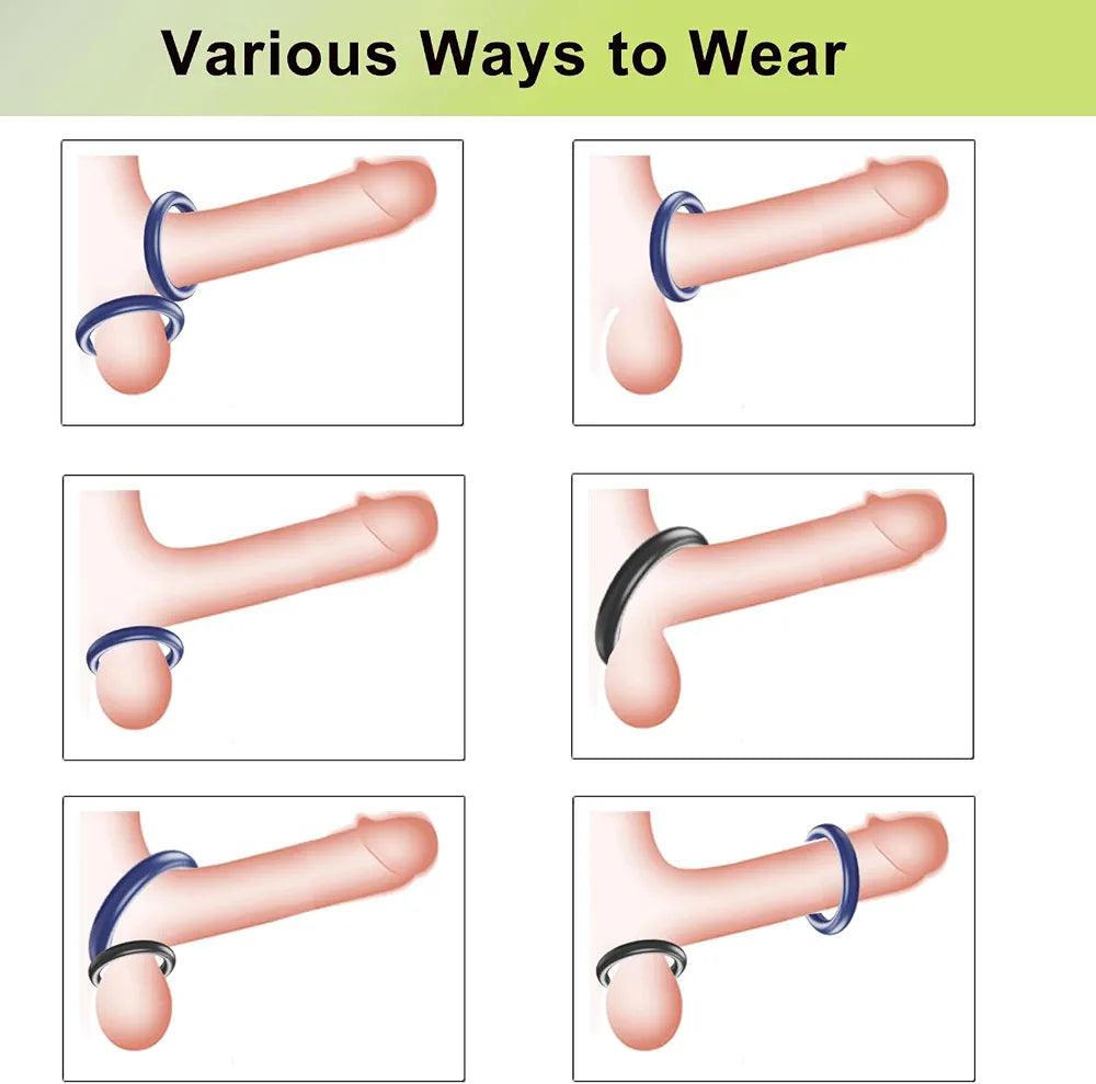 7-Piece Silicone Penis Ring and Sleeve Set for Enhanced Performance and Couples Intimacy