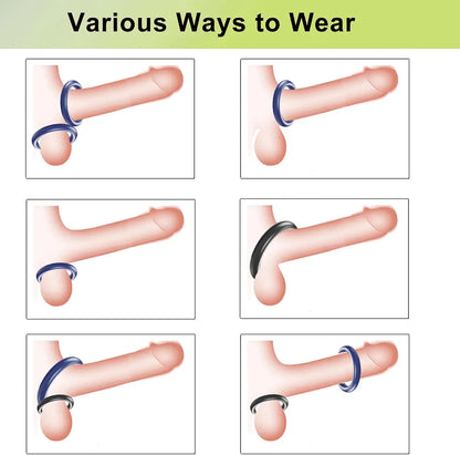 7-Piece Silicone Penis Ring and Sleeve Set for Enhanced Performance and Couples Intimacy