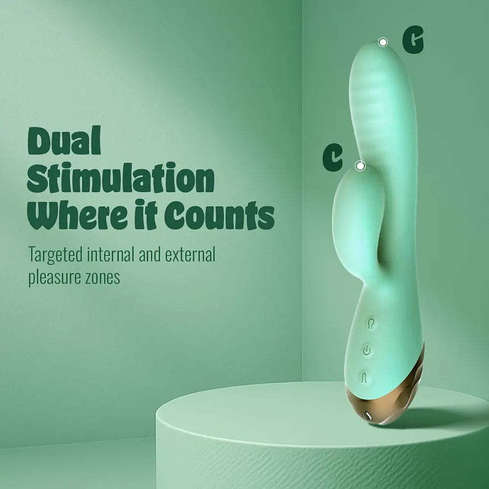 Dual-Action Inflatable Rabbit Vibrator with 10 Vibration Modes and Waterproof Design