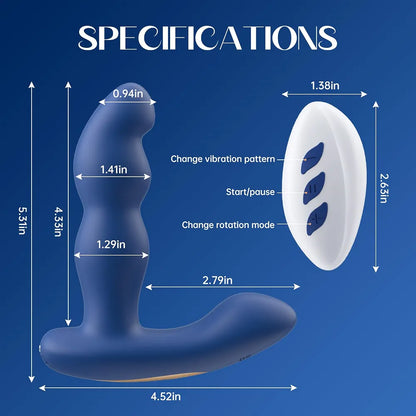 Premium 5.3-Inch Rotating Silicone Anal Plug with 7-Mode Remote Control Vibration