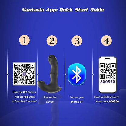 App-Controlled Beaded Prostate Massager and Vibrating Anal Plug with Thrusting Ring