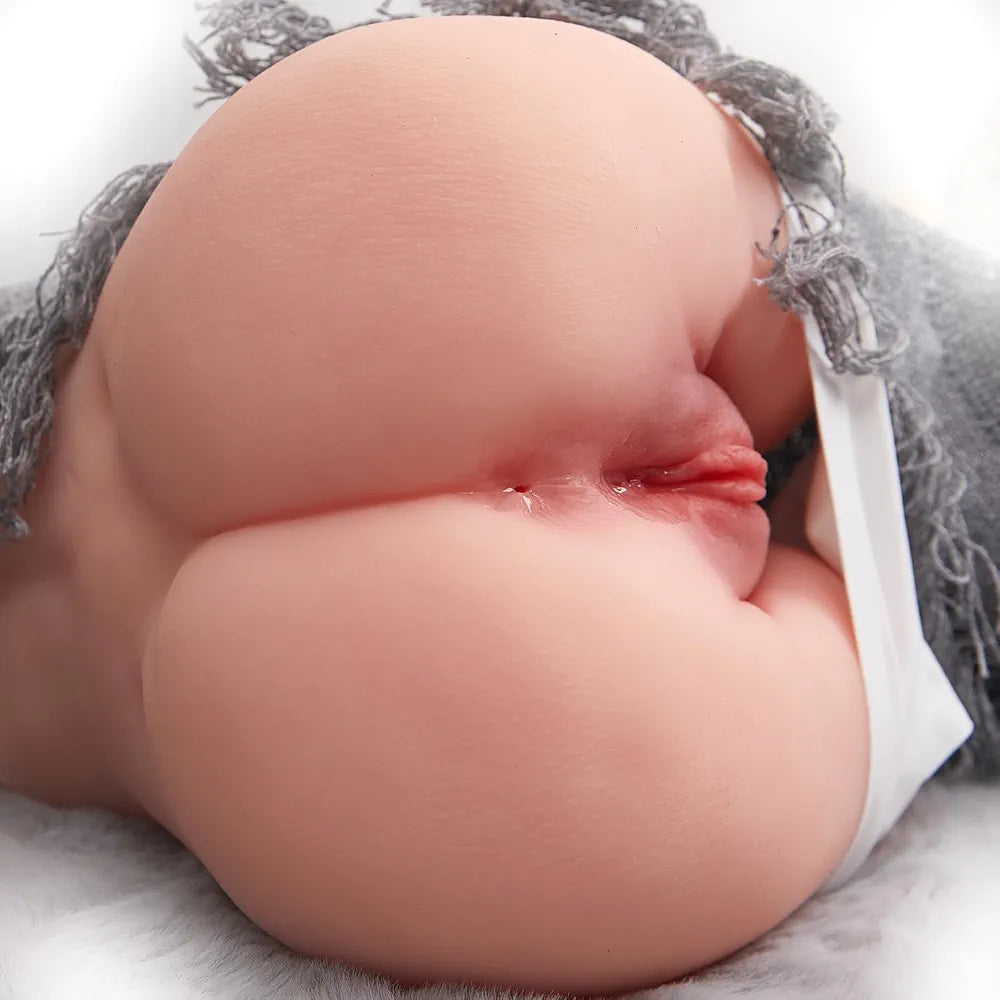 Dual-Channel Realistic Male Masturbator with Plump Buttocks - 4.9lb Portable Adult Sex Toy