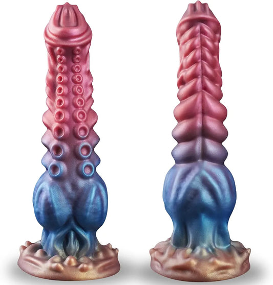 9.7-Inch Realistic Fantasy Monster Tentacle Dildo with Suction Cup - Textured Silicone Anal and Prostate Toy