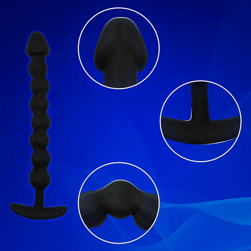 9-Inch Flexible Silicone Anal Bead Chain with 8 Graduated Spheres for Beginners and Advanced Users