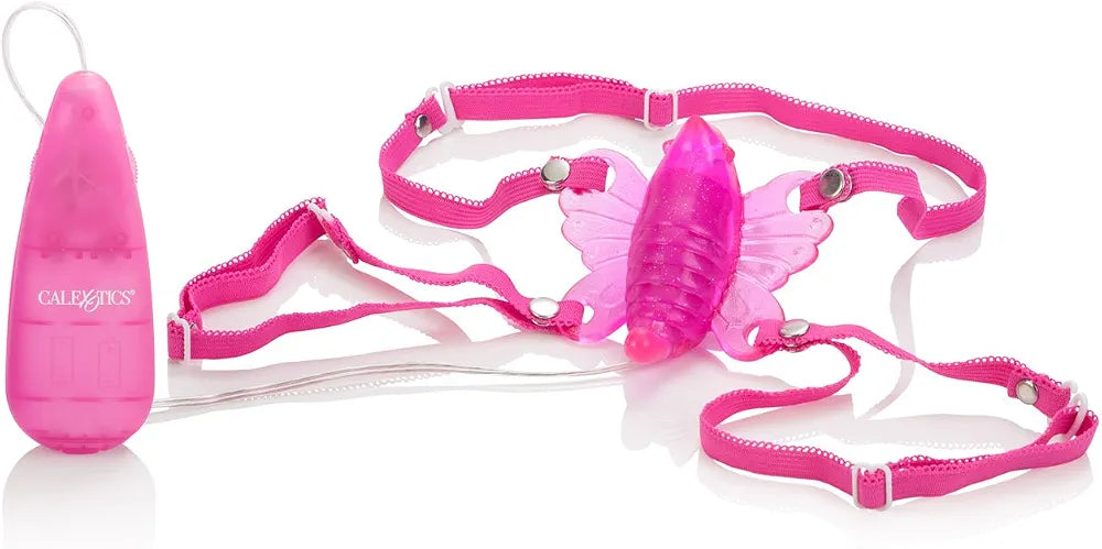 CalExotics Original Venus Butterfly Hands-Free Strap-On Vibrating Personal Massager for Couples - Pink