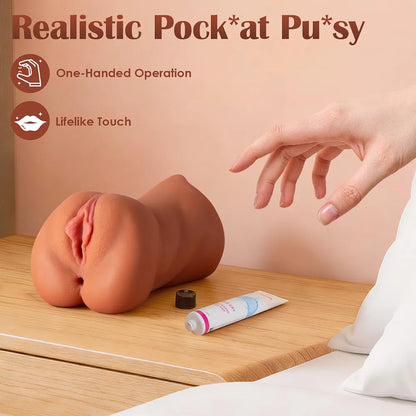 ZEMALIA 3-in-1 Realistic 3D Textured Male Masturbator with Mouth, Vagina, and Anus Stimulation