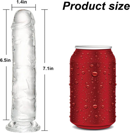 7.1-Inch Realistic Clear Dildo with Strong Suction Cup for Hands-Free Play - Soft Beginner-Friendly Adult Toy