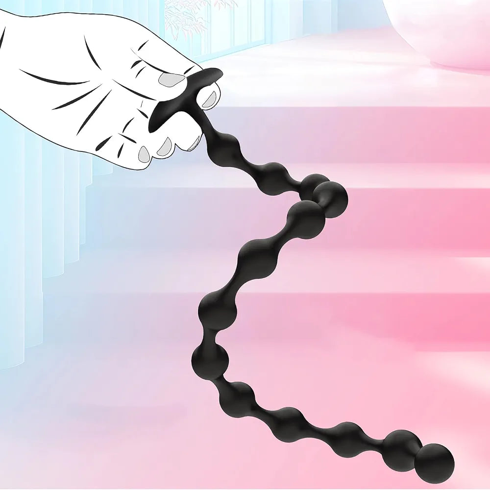 Extra Long 22-Inch Flexible Silicone Anal Bead Trainer for Prostate and Intimate Massage